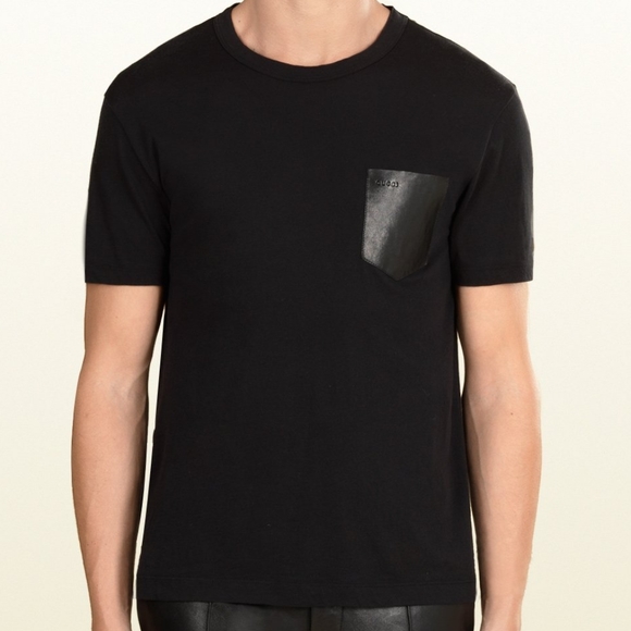 Gucci Other - Gucci Black T-Shirt with Leather Pocket Medium